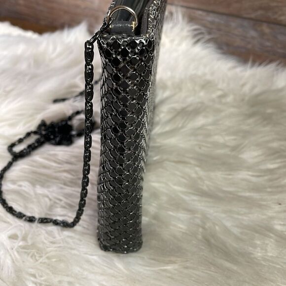 Marlo Mesh Black Evening Shoulder Bag with Black Chain Strap - Picture 5 of 8